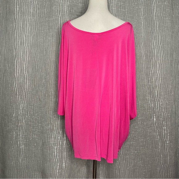 Lane Bryant bubblegum pink dolman button down sleeve blouse - Picture 3 of 6